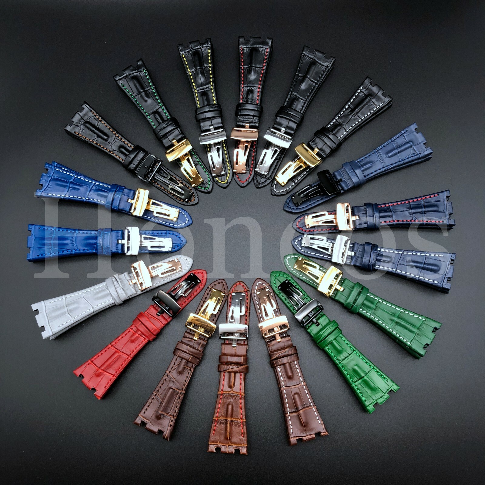 28MM Alligator Watch Band Strap Fits For AP Audemars Piguet Deployment Clasp RO