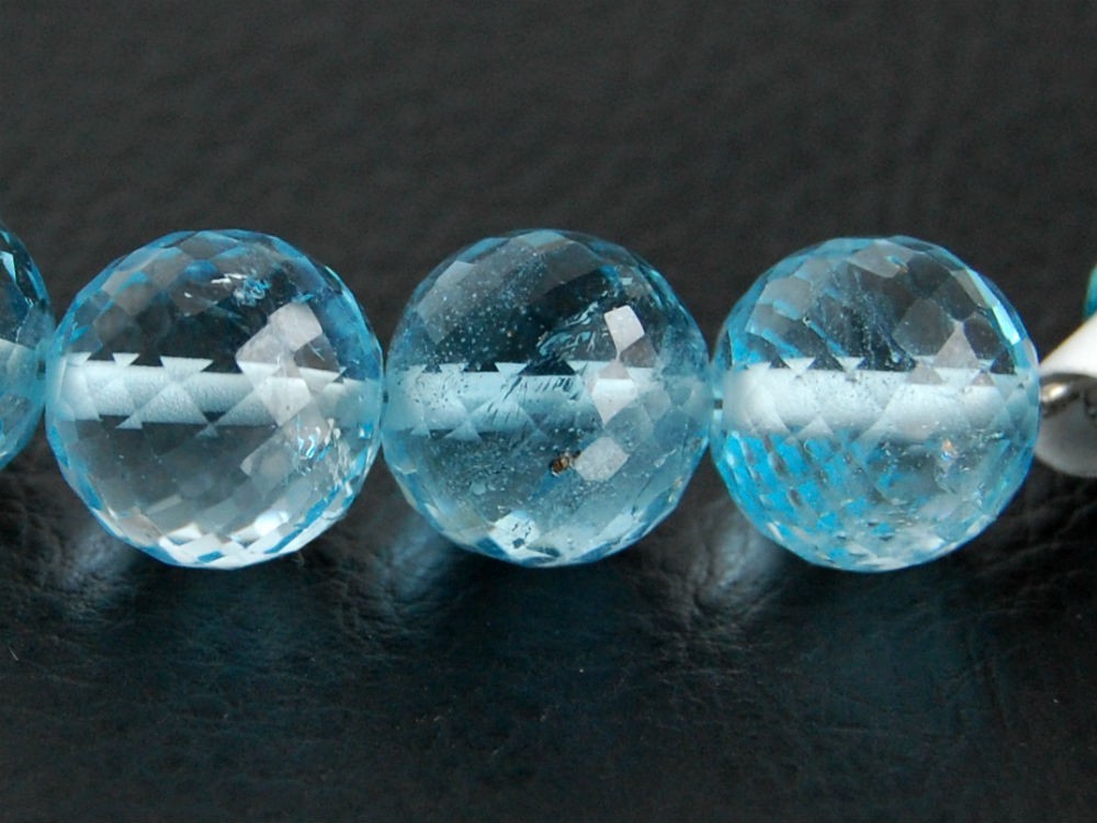 11mm BIG SKy Blue Topaz Faceted Round Ball Semi Precious Gemstone Bead (1pc)