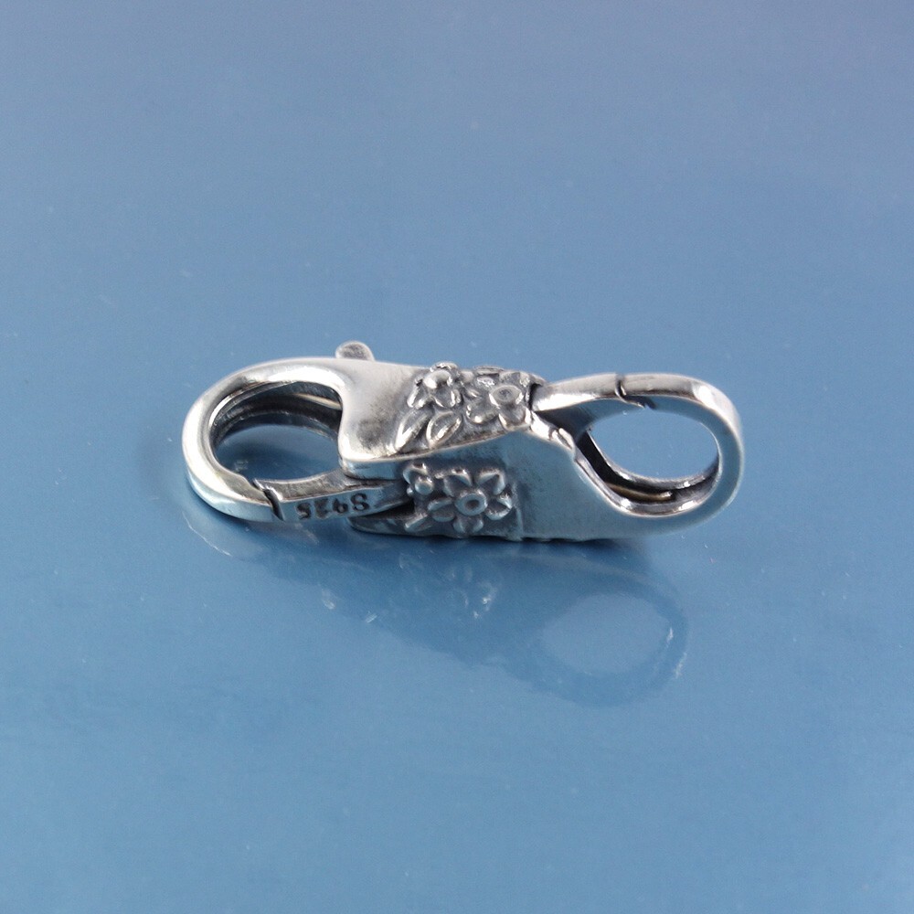 Sterling Silver Flowers and Leaves Double Openings Lobster Clasp Connector 44064