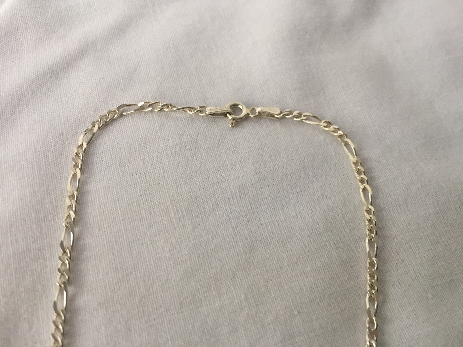 925 Sterling Silver Figaro Chain Necklace 29″ Long Stamped (Weight 9 grams)