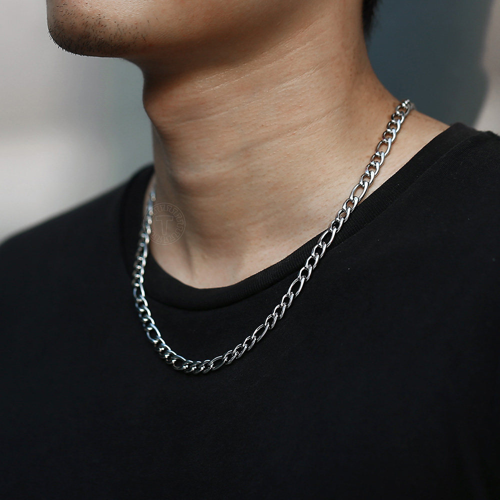 3/5/7/9mm Silver Stainless Steel Figaro Chain Necklace Choker Men Women 16-30″