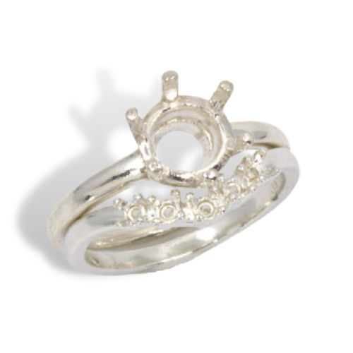 Five (5) Stone 2mm Round Curved Wedding Band Ring Mounting