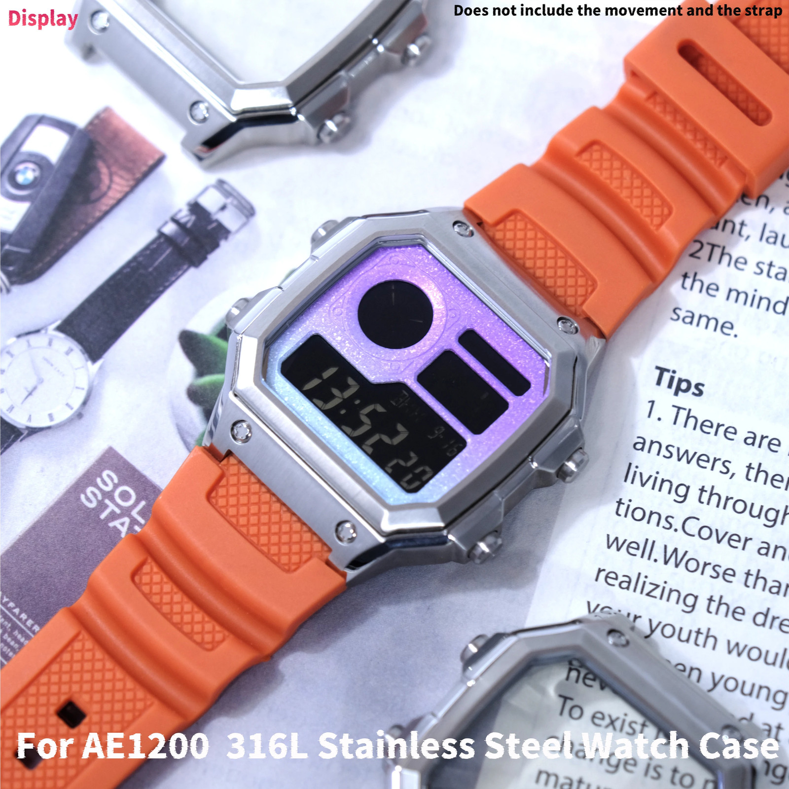 Suitable For Casio AE1200 Watch Case Mod Kit 316L Stainless Steel Glass 10ATM