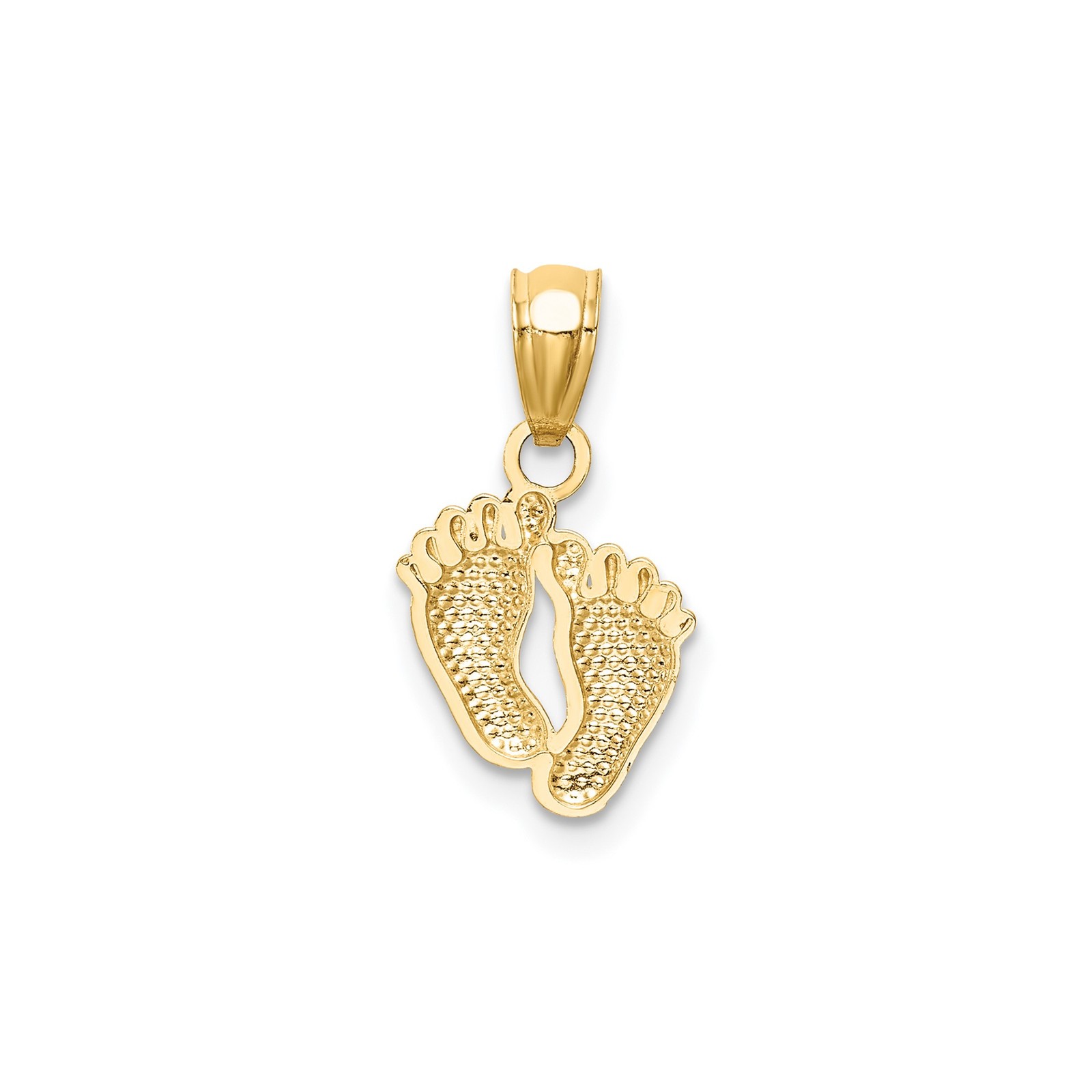 14k Yellow Gold Solid Baby Feet Pendant Charm 17mm Motherhood Keepsake