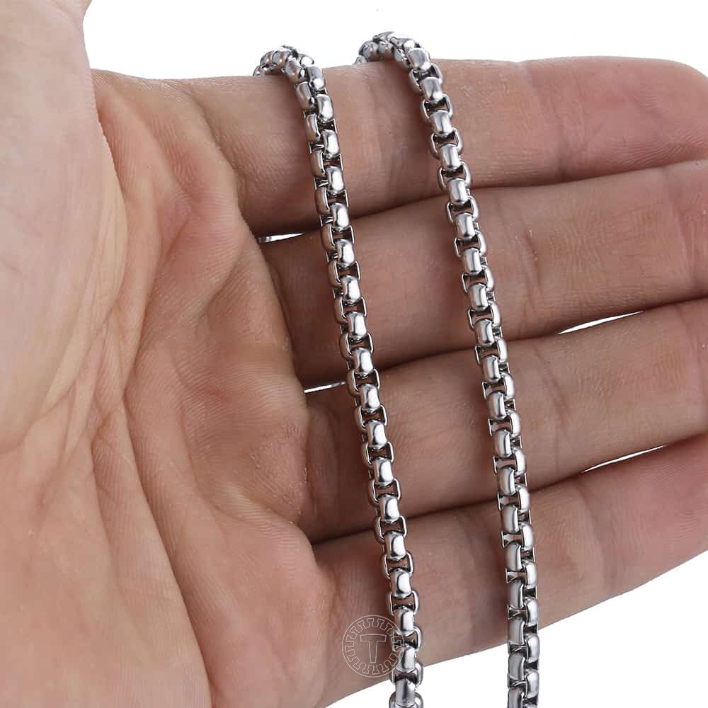 4mm Silver Titanium steel Box Chain Necklace Men Women 18 inch-24 inch