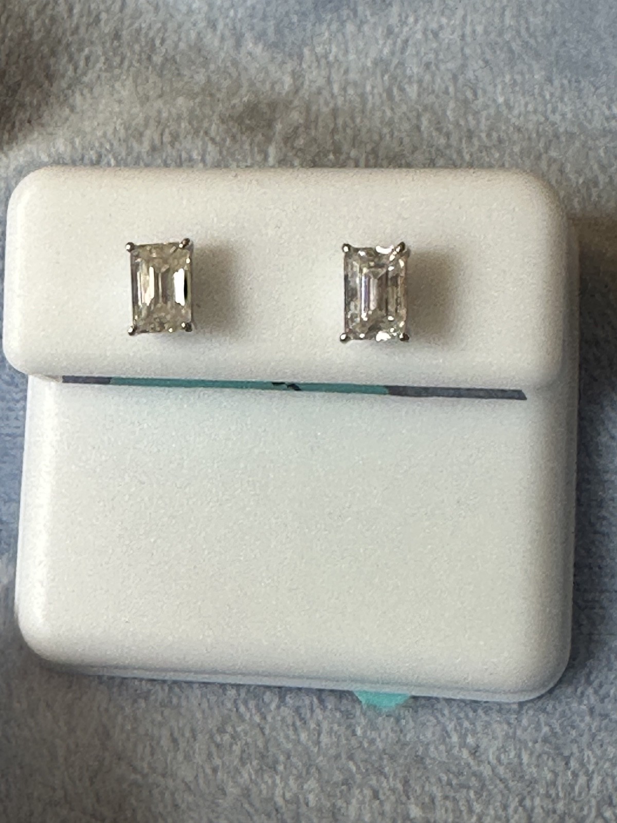 925 sterling silver emerald cut moissanite earrings