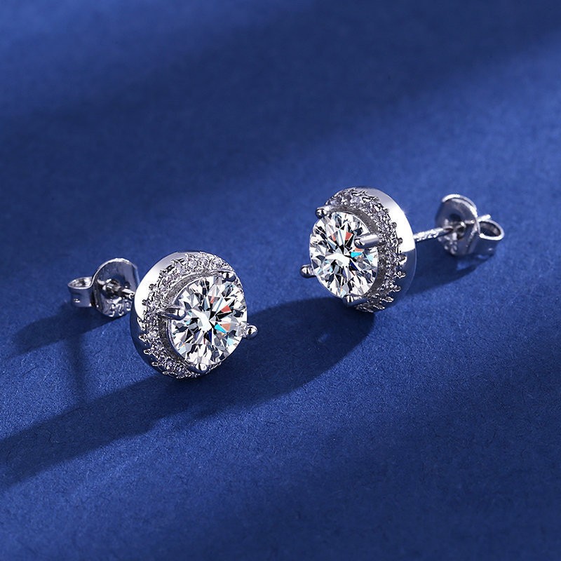 Women’s Zircon Stud Earrings Hypoallergenic Copper Ear Studs Jewelry Gift Idea