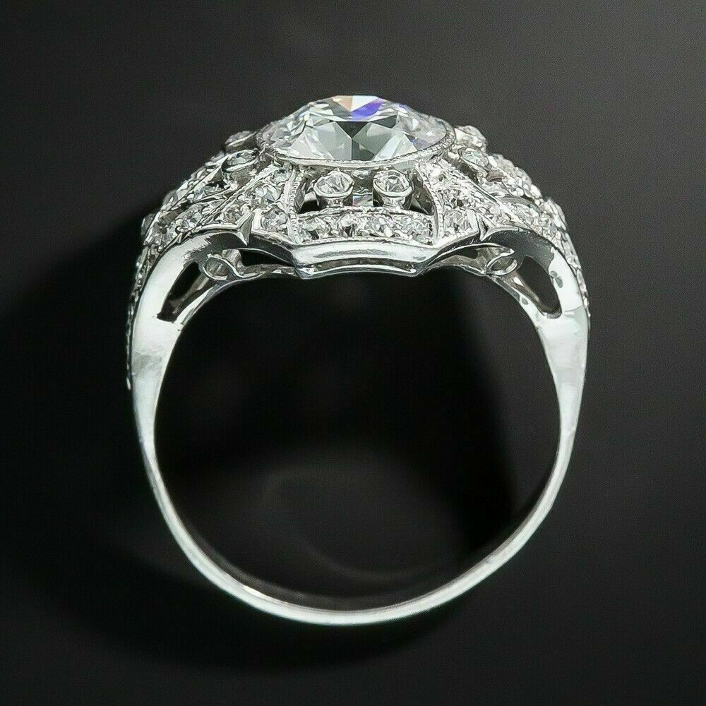 3.0 Ct Simulated Diamond Vintage Retro Wedding Cocktail Ring 925 Sterling Silver