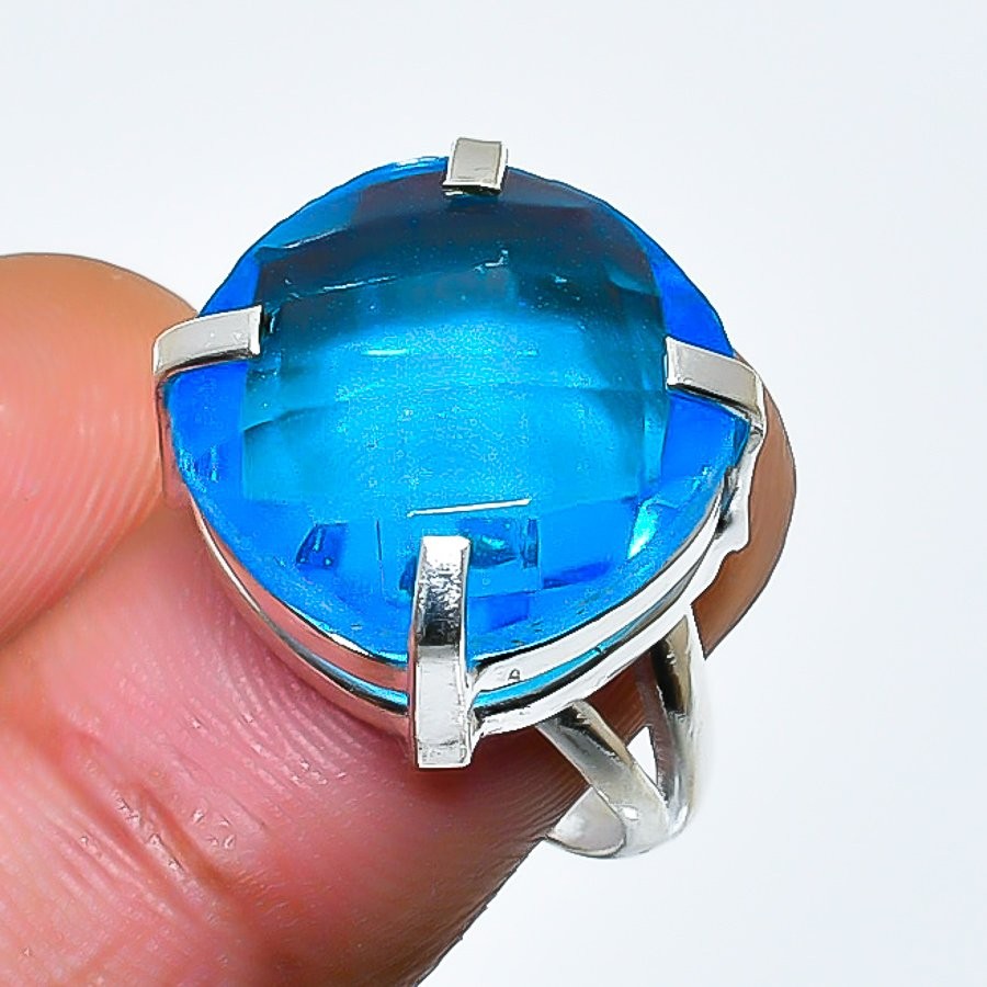 Swiss Blue Topaz Gemstone 925 Sterling Silver Jewelry Ring Size 5.5