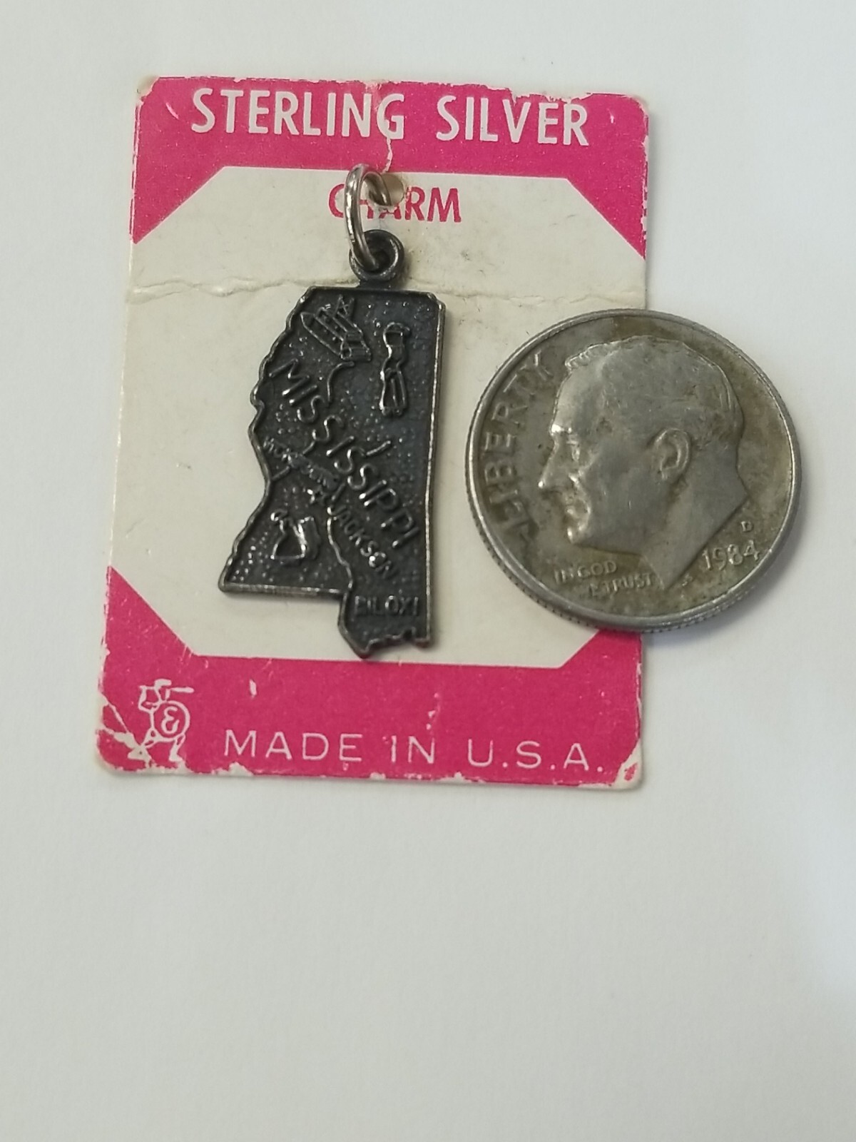 Vintage Sterling Silver State Map Charm, SELECT From 16 different States NOS
