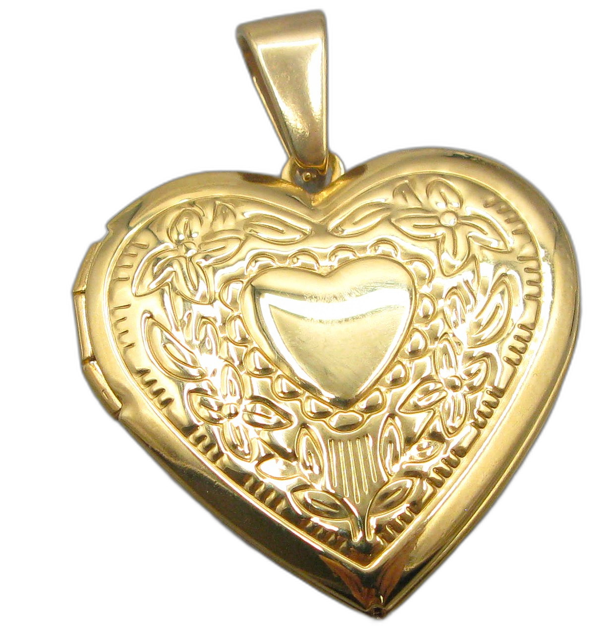 Romantic Gold Heart Locket Necklace Vintage Floral Scroll Photo Pendant Gift