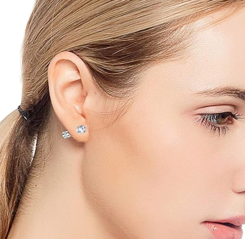 A Pair Surgical Titanium Steel Double Sided Screw Back CZ Stud Earrings 4mm PE65