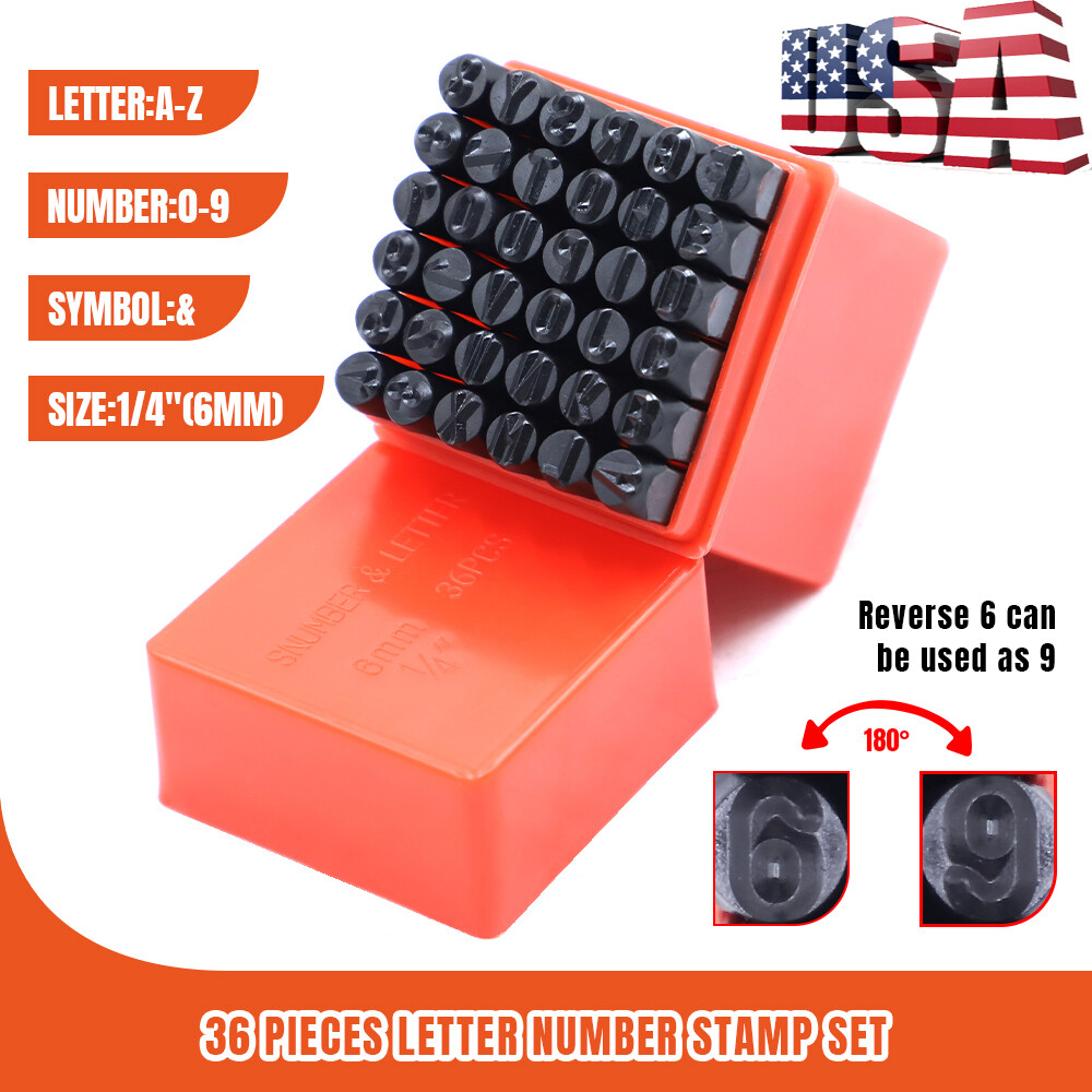 6MM 1/4″ 36PC Letter & Number Stamp Punch Set Hardened Steel, Metal Wood Leather
