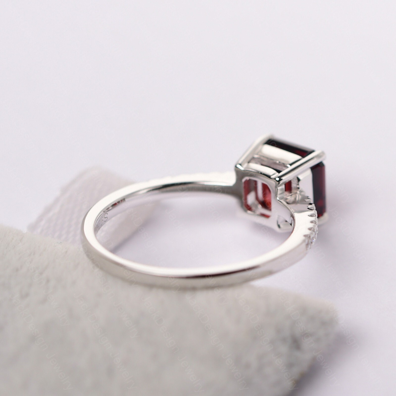 Unique Natural Garnet Ring. Garnet Wedding Ring, Asscher Cut Garnet Ring For Her
