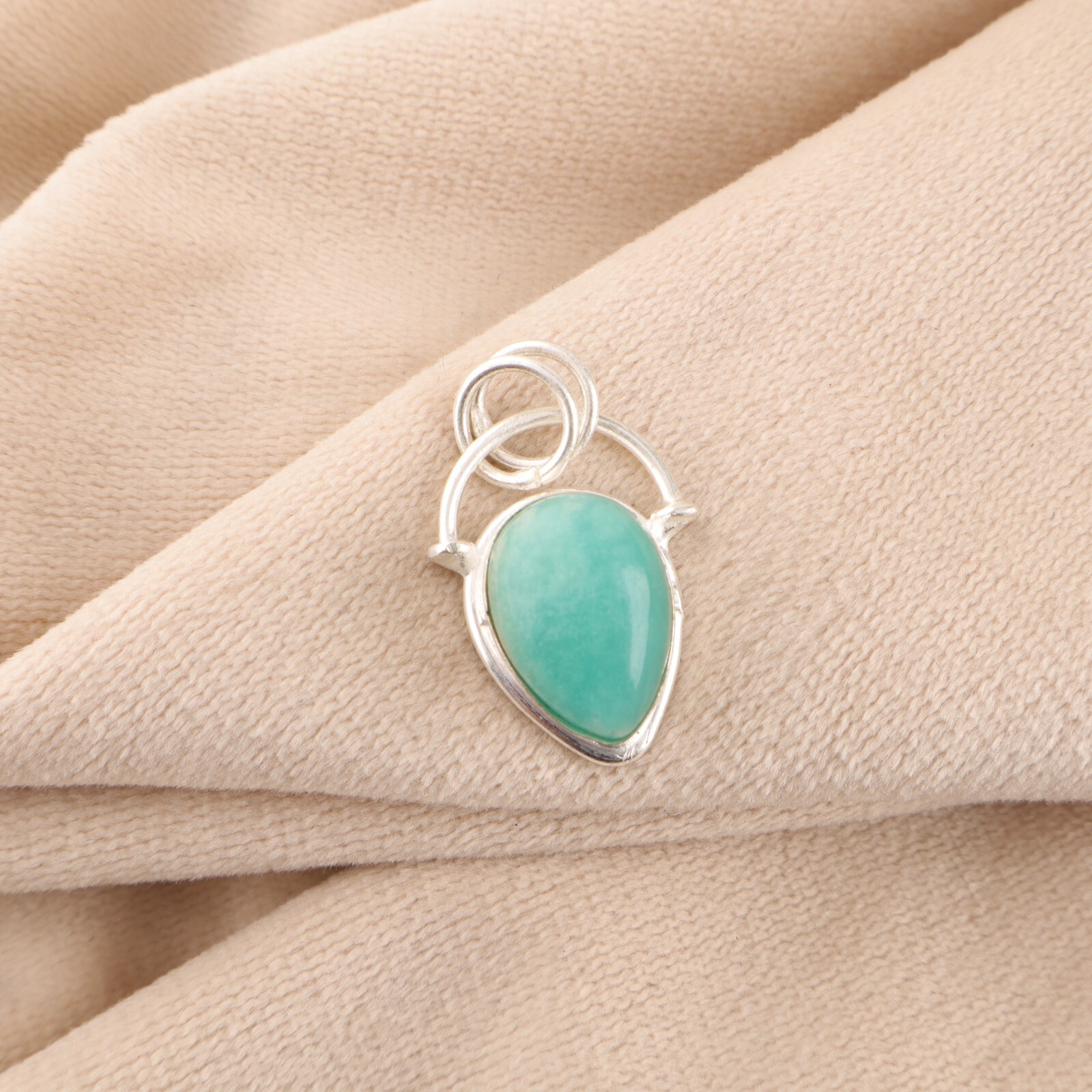 925 Sterling Silver Natural Amazonite Anniversary Engagement New Pendant Jewelry