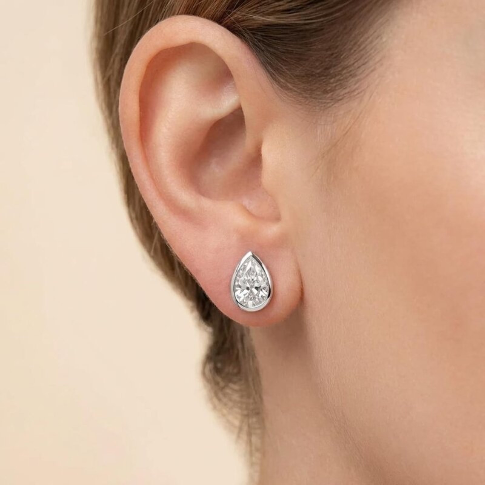 2 Ct Pear Cut VS1 IGI Certified Lab Grown Diamond Stud Earrings 14k White Gold