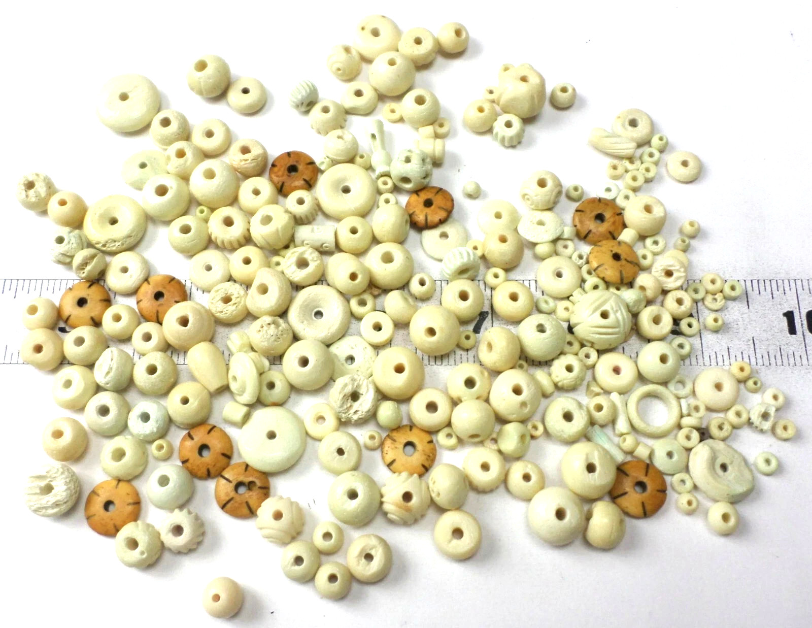 233 Buffalo Cream Vanilla Bone Spacers, Rondelles, Small to Large Beads 4-18mm