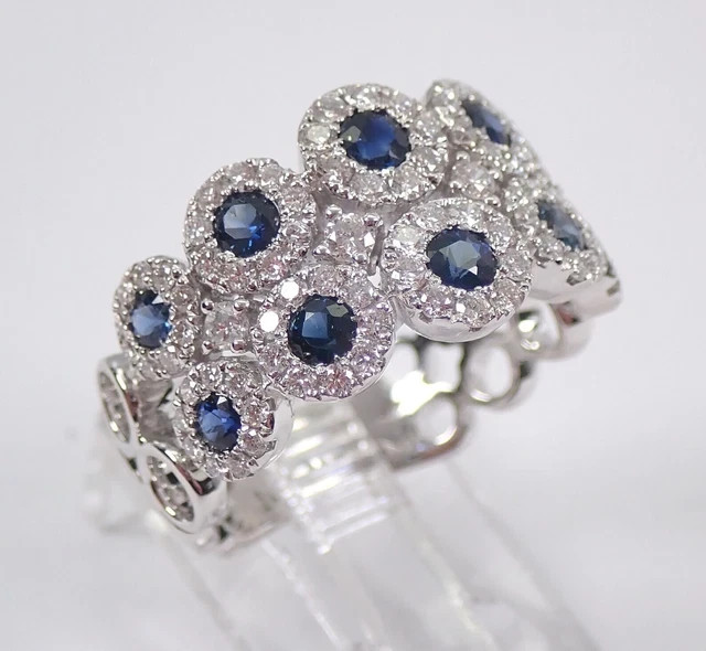 2Ct Round Cut Lab Created Blue Sapphire Band Wedding Ring 14K White Gold Plated