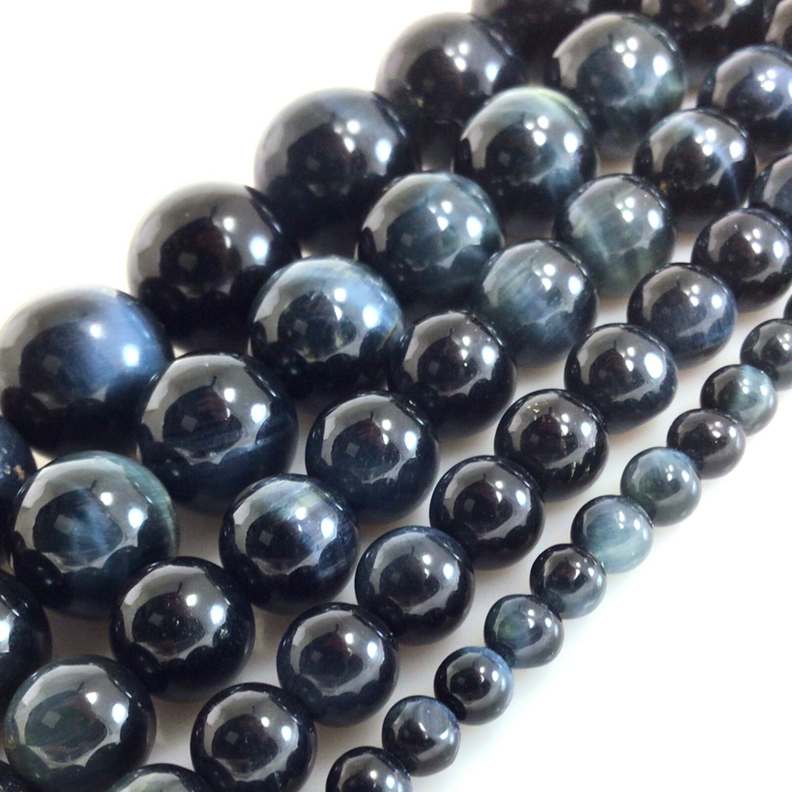 Gemstone Dark Gray Blue Tiger eye Round Bead 15″ 4mm 6mm 8mm 10mm 12mm Beading