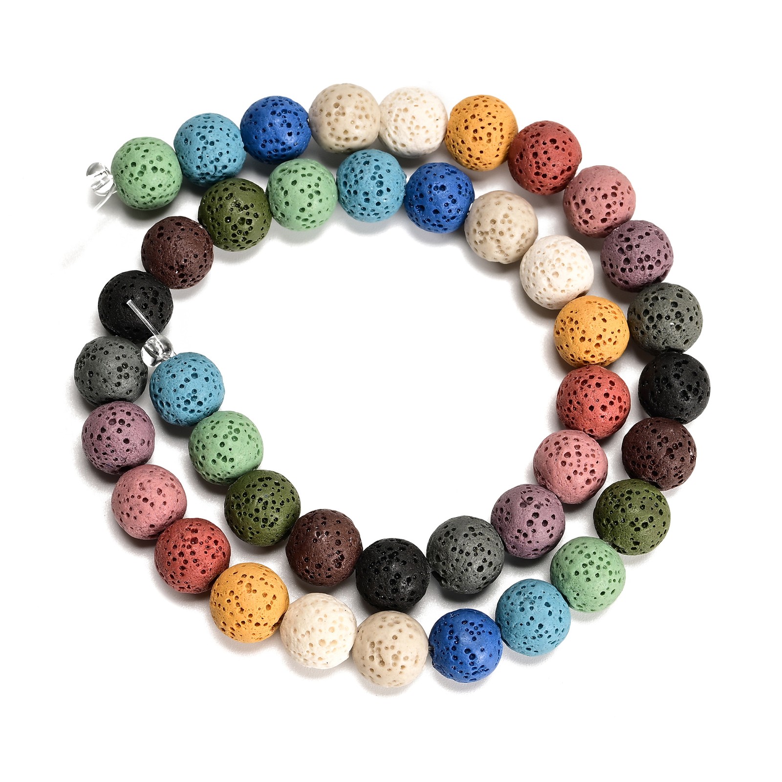 Multi Color Natural Lava Round Beads Size 6mm 8mm 10mm 15.5” per Strand