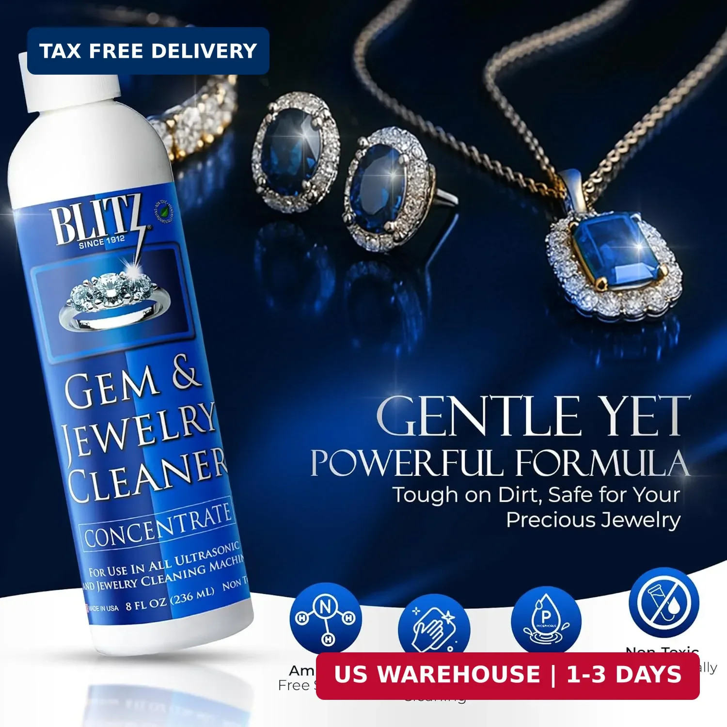 Blitz Gem & Jewelry Cleaner Concentrate. Refill for ultrasonic machines 8oz | Bl