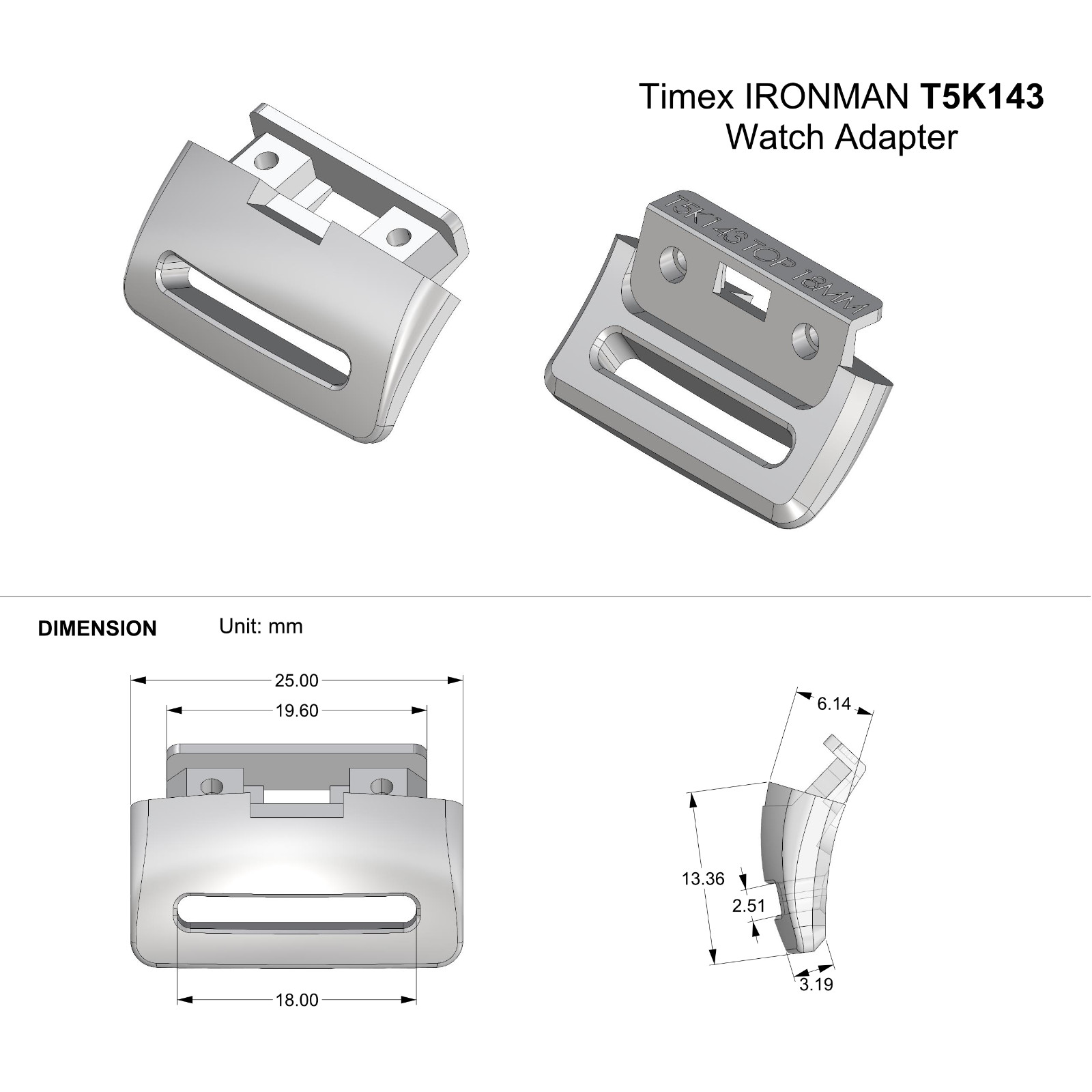 Strap Adapter for Timex Ironman Triathlon T5K143 Sport Watch