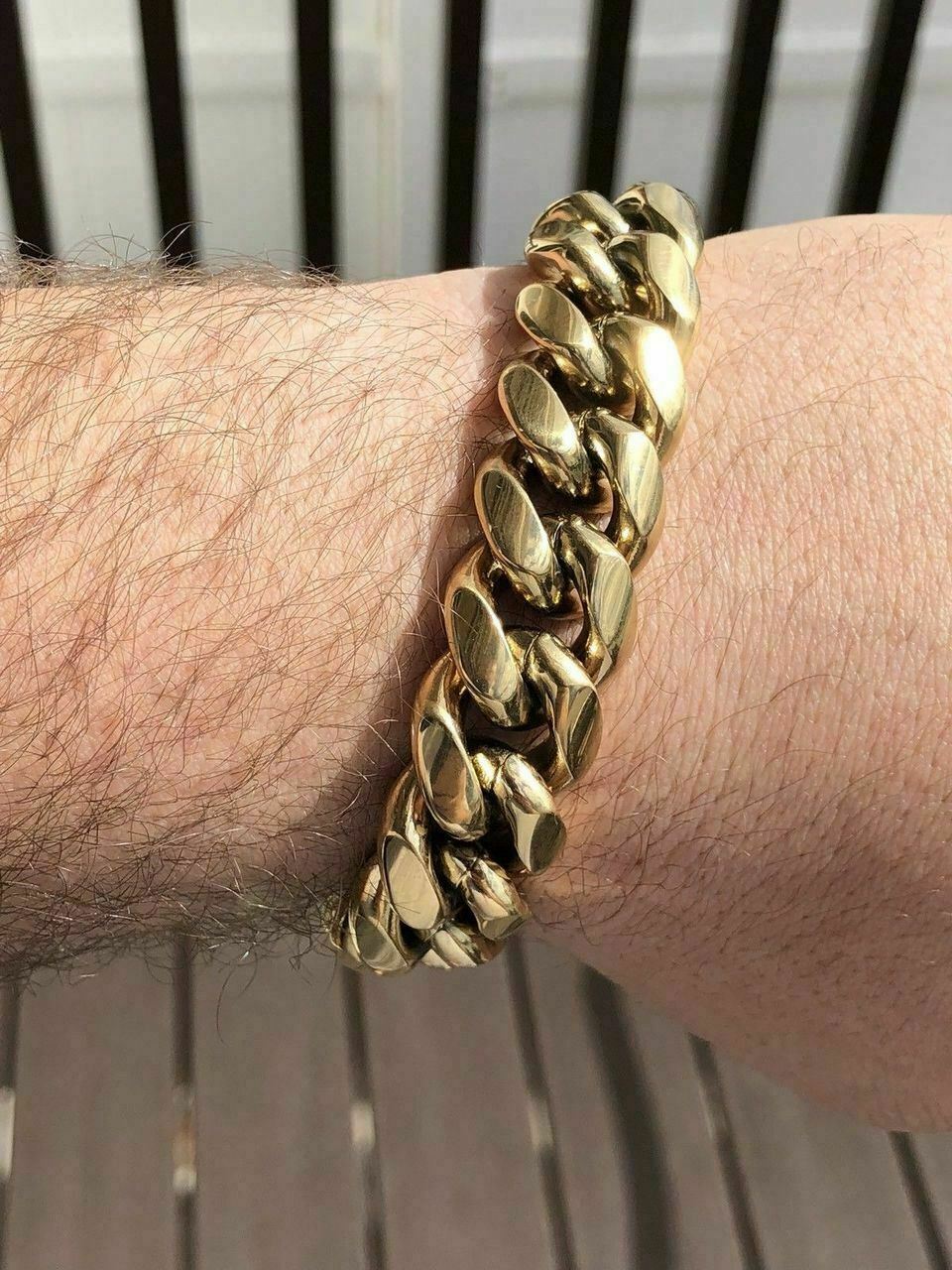 18mm Cuban Miami Link Bracelet Kilo Chain Set 14k Gold Plated Stainless Steel