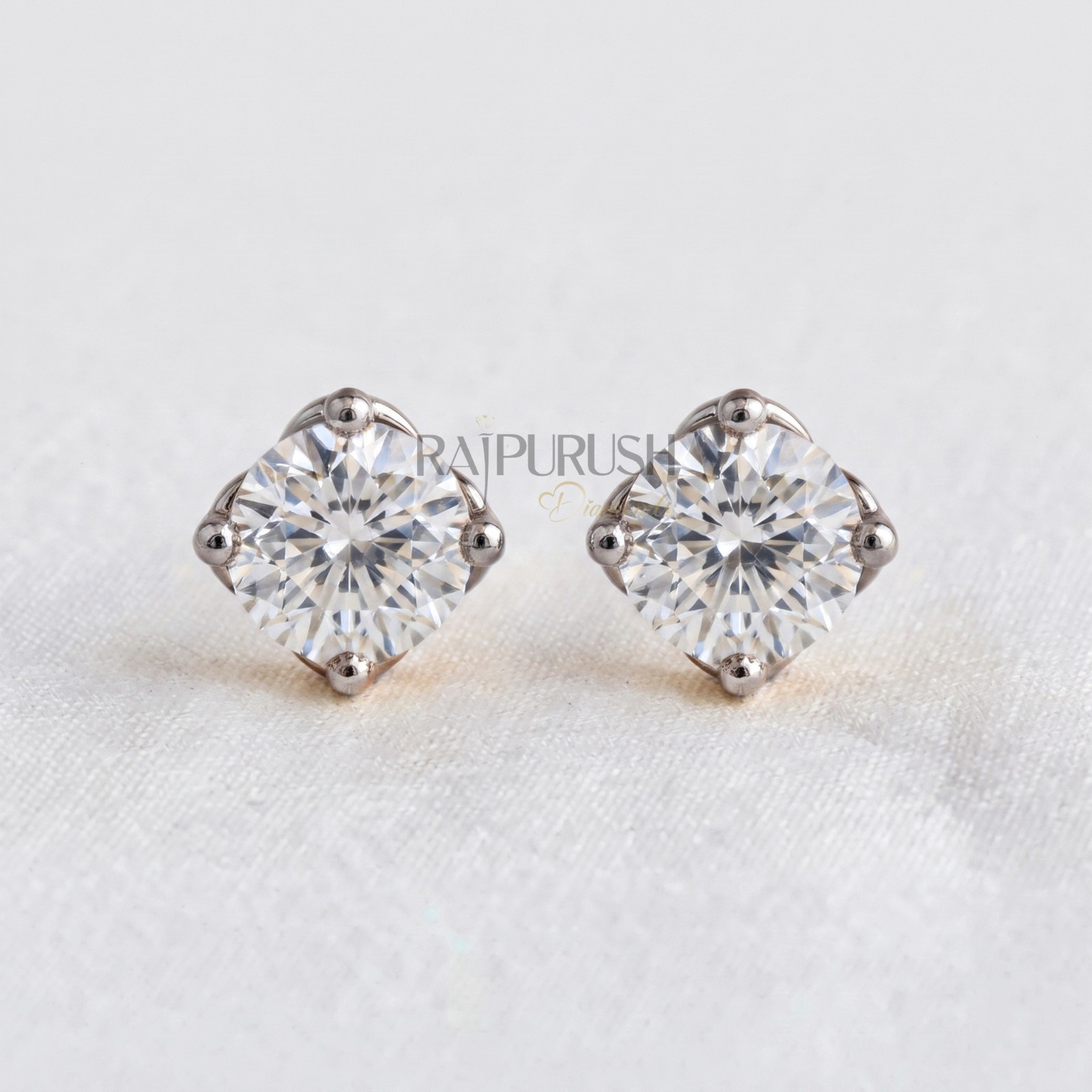 Round Cut Moissanite Solitaire Stud Earrings 925 Silver – Gold/Rose Gold Plated