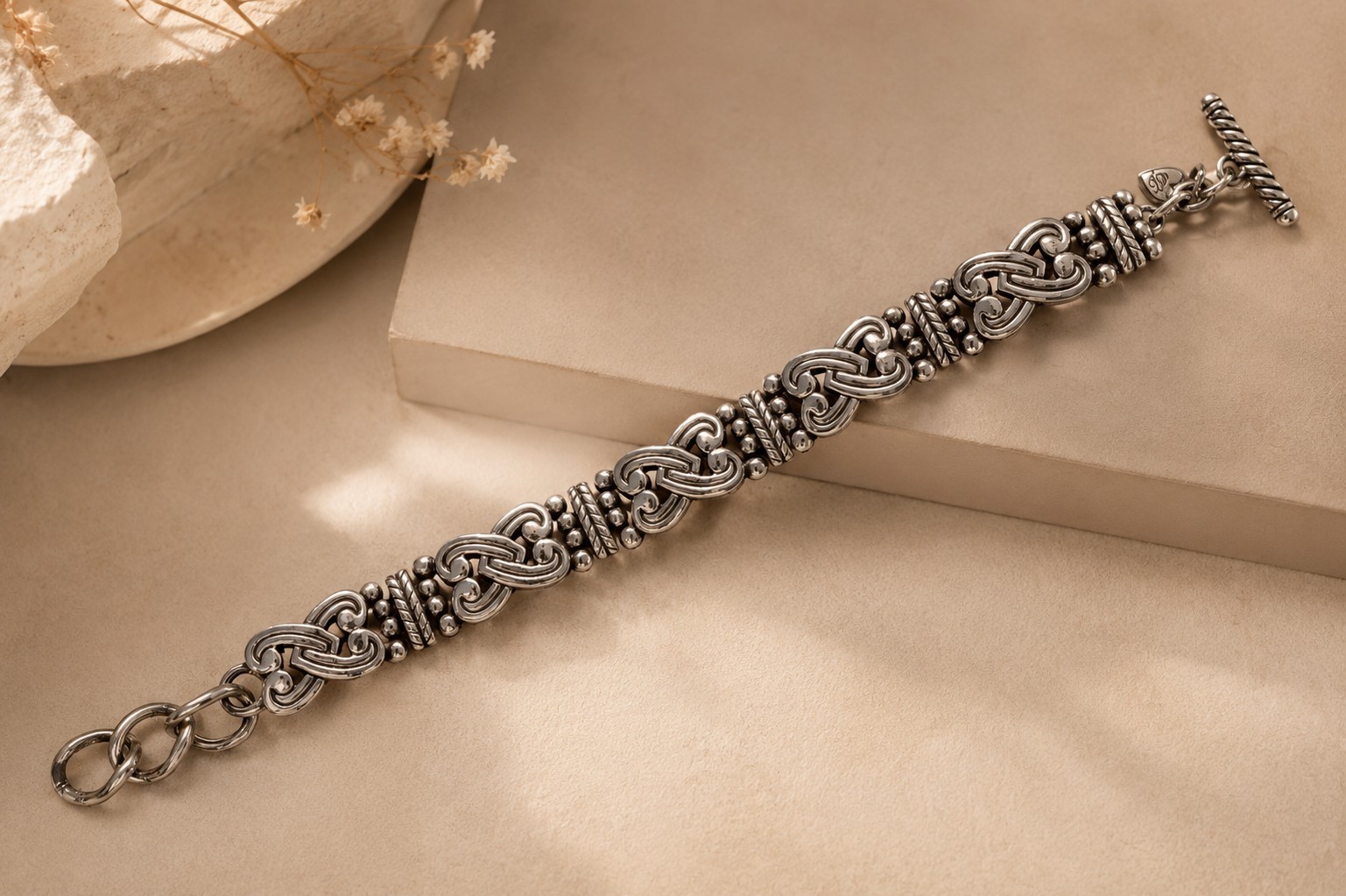 BRIGHTON Dream Inspirational Chain Panel Bracelet Toggle Clasp 7.5″