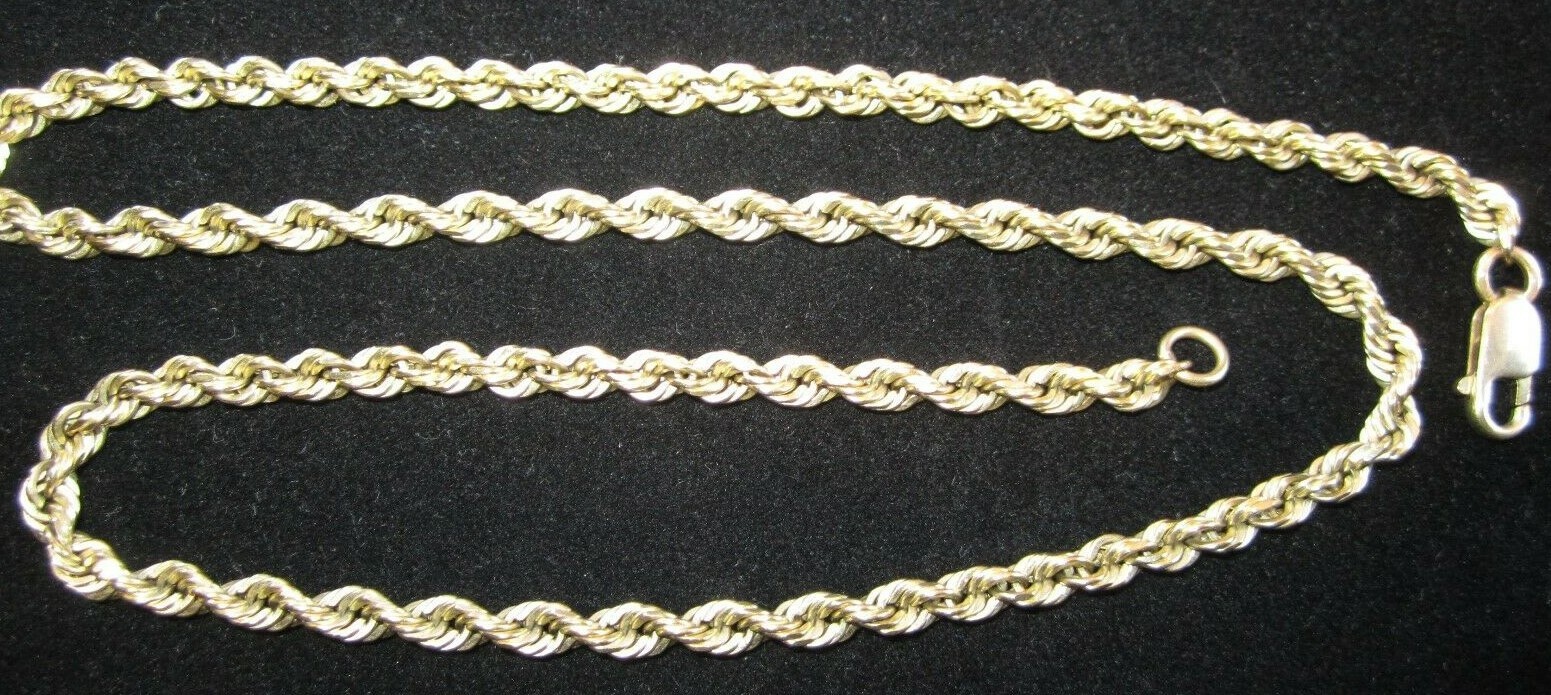 HUGE 14k Yellow SOLID Gold 28.5 Grams 20.5″ Rope Necklace 4.3mm ITALY