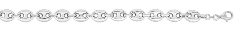 925 Solid Sterling Silver 6MM Puffed Mariner Chain Link Necklace For Women & Men