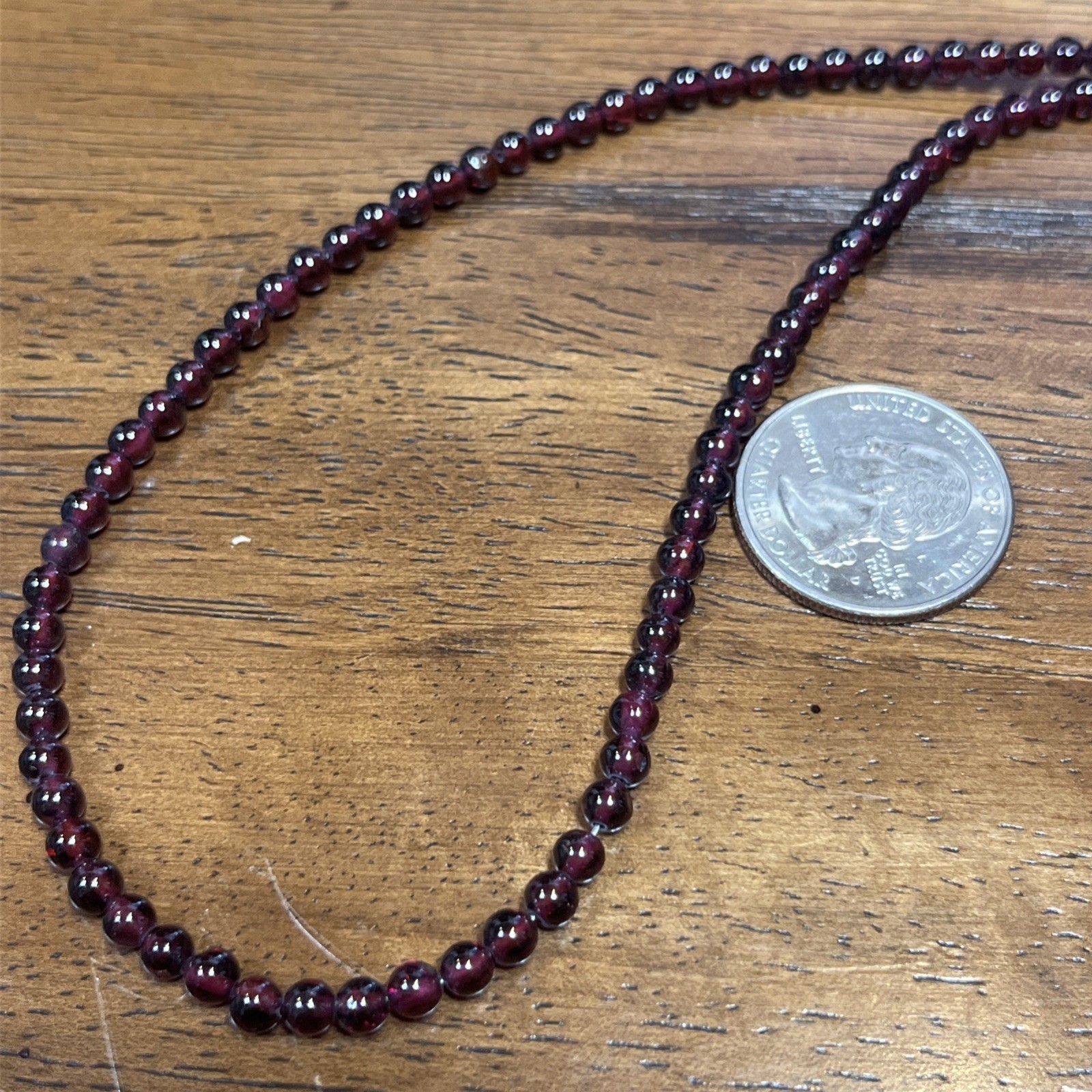 Deep Red Round Garnet Gemstone Beads 12in Strand 4mm