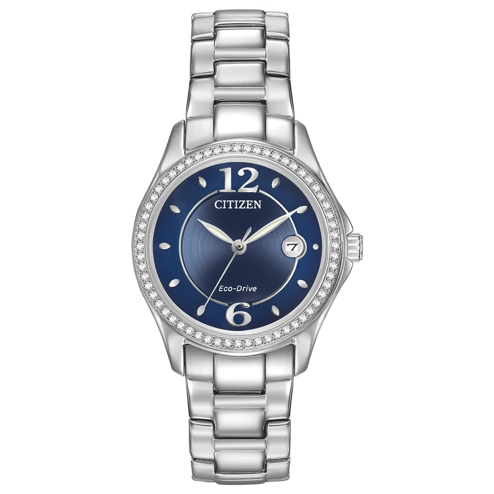 Citizen Women’s Crystal Date Indicator Eco-Drive Silver Watch 30MM FE1140-86L