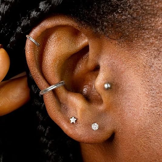 Flat Back Stud Earrings Cartilage Small, Sliver/Gold-20G(0.8mm) For Women Man