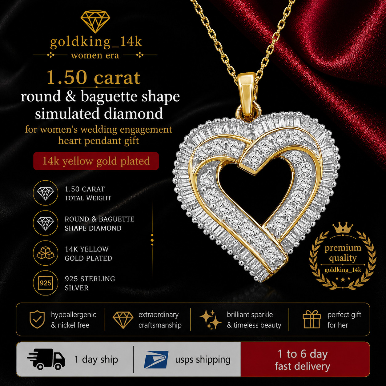 1.50 Carat Round & Baguette Simulated Diamond For Women’s Wedding 925 silver