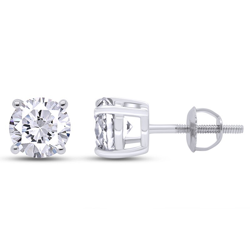 Certified D Color VVS1 Moissanite Solitaire Stud Earrings Screwback
