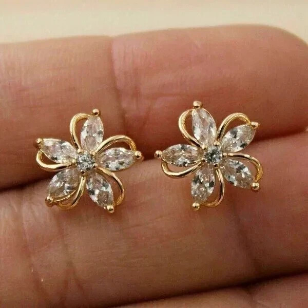 14K Yellow Gold Plated 1.50Ct Marquise Cut Simulated Diamond Women Stud Earrings