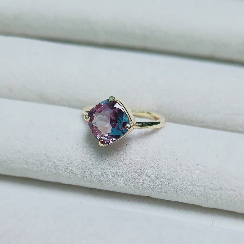 Alexandrite Ring, 925 Sterling Silver Ring, Lab Color Change Alexandrite Ring