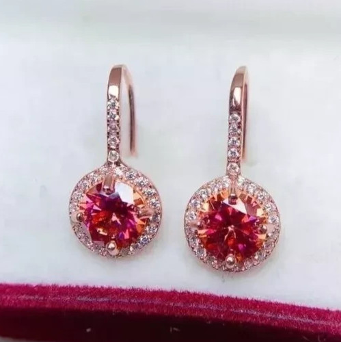 4.00 Ct Certified Pink Diamond Solitaire Earrings, Great Sparkle & Bling-VIDEO