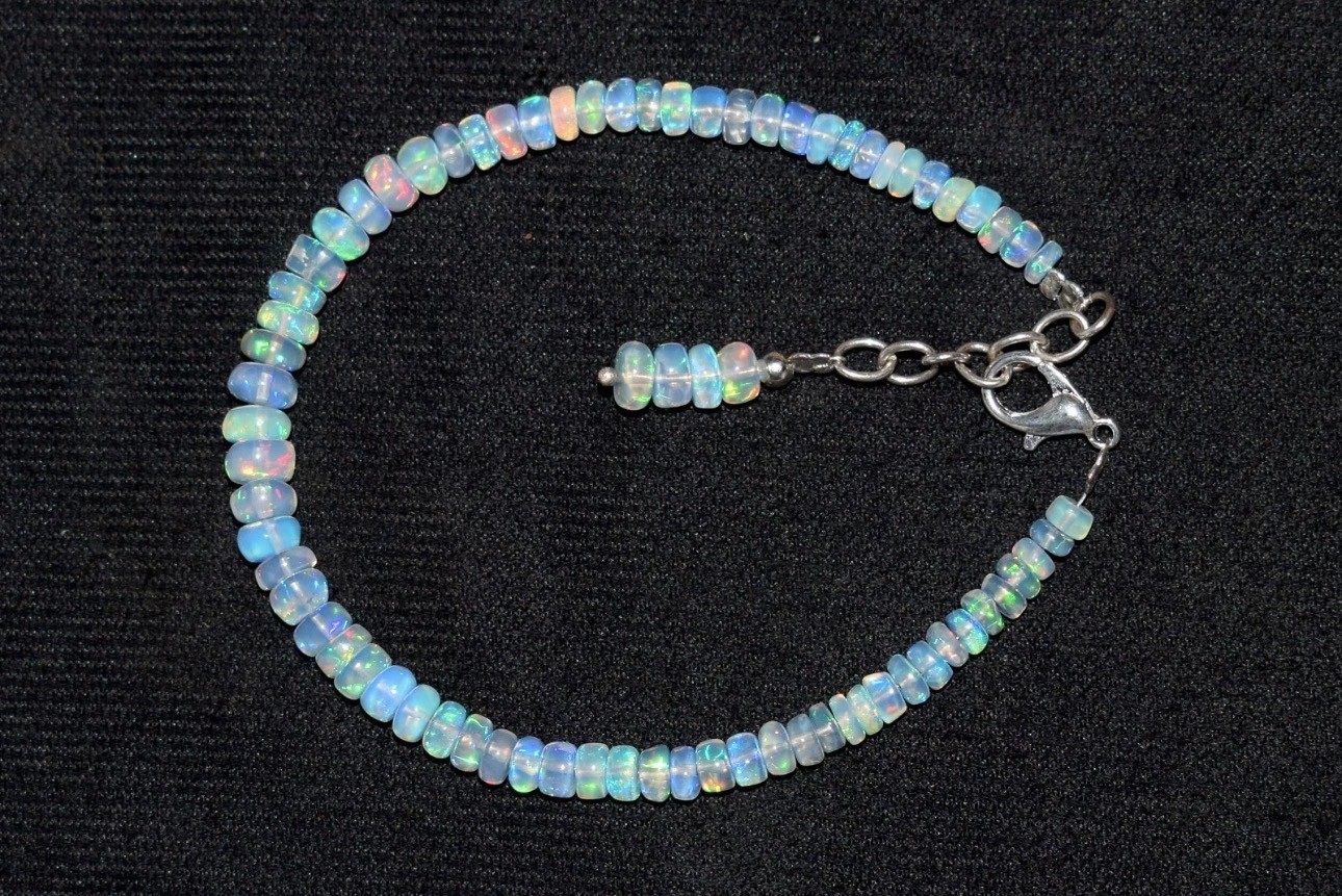 AAA Natural Ethiopian Opal Welo Fire Opal Gemstone Beads 7.5″ Bracelet