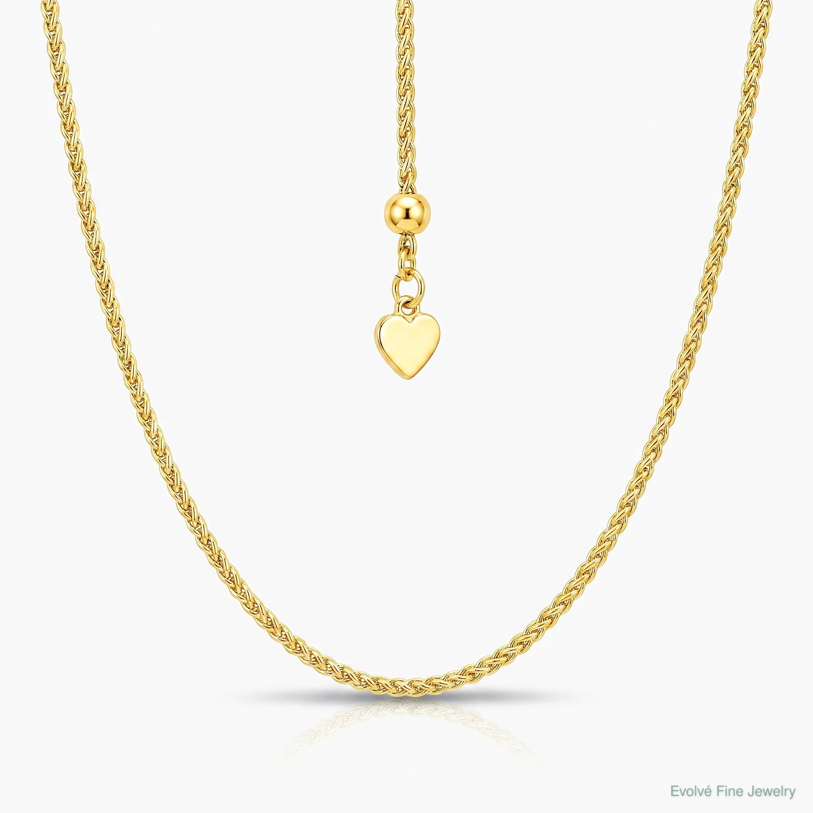 Sterling Silver Gold-Plated Adjustable 1mm Spiga Chain Necklace 22″-30″