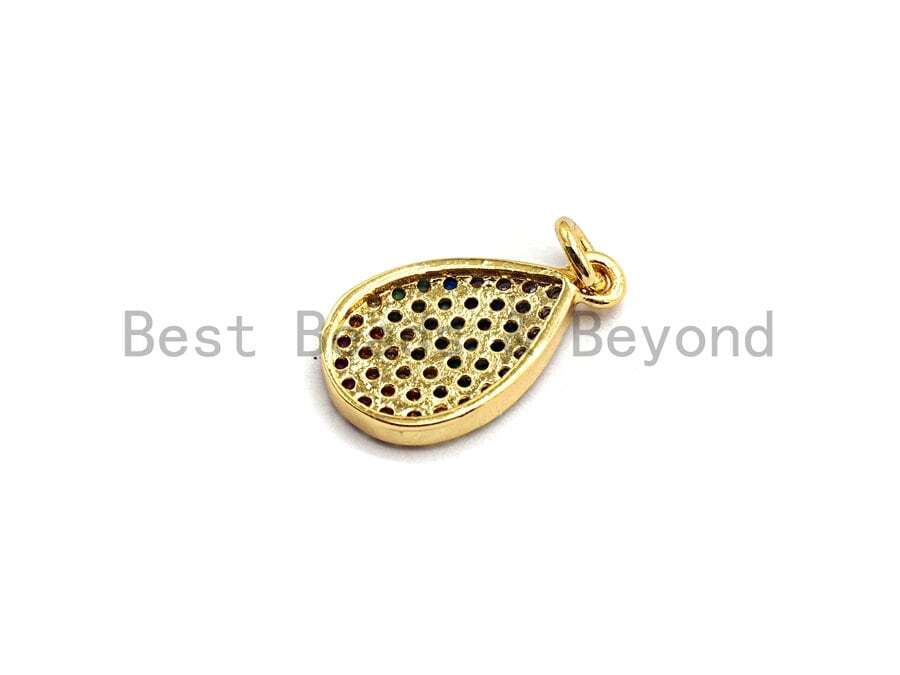 Multicolor CZ Teardrop Shaped Charm for Jewelry Making, 9x15mm – sku#F746