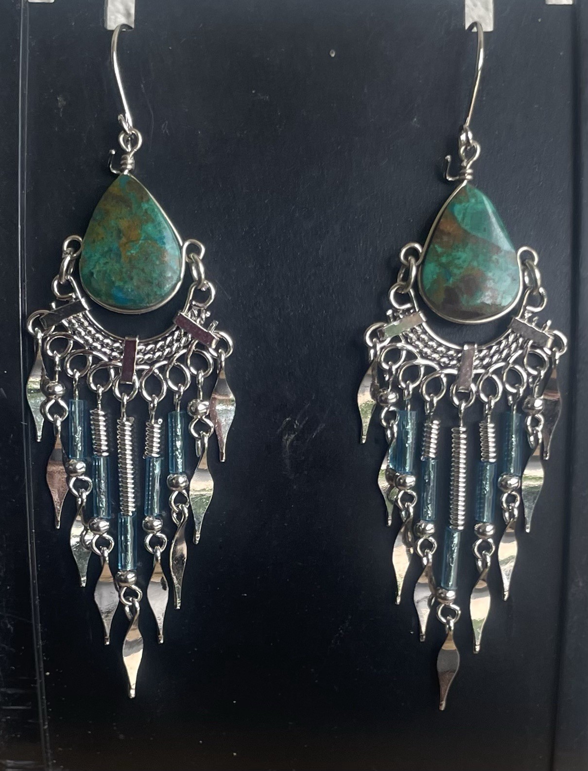 5 Pairs Peruvian Semi-Precious Stone Earrings Handmade Dangle Lot Peru Boho