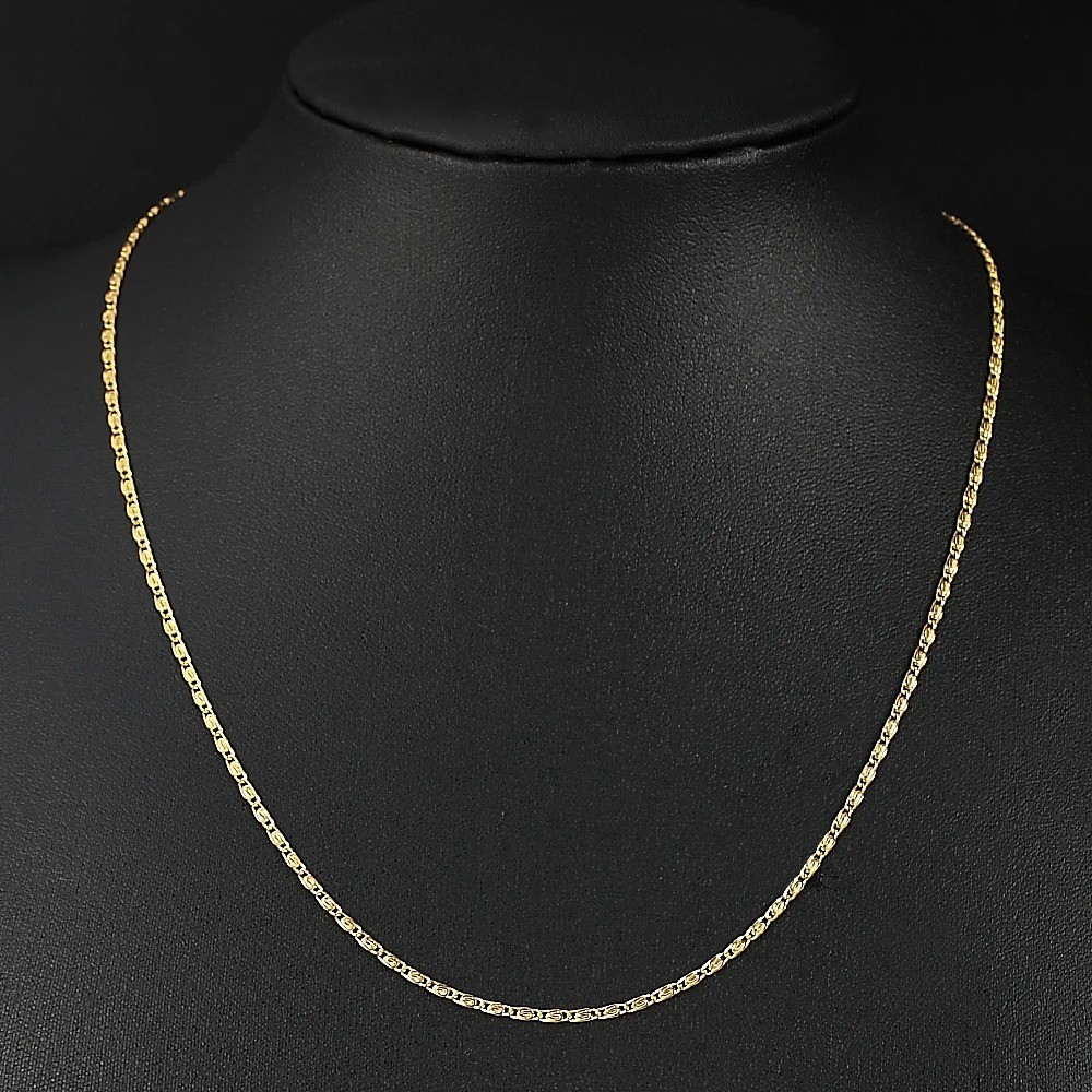 925 Sterling Silver Gold Chain Necklace 2MM Men Women 16-24 Inch Jewelry