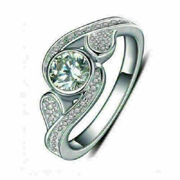 2.00 Carat Round Cut Lab Created Diamond Engagement Ring 14K White Gold Finish