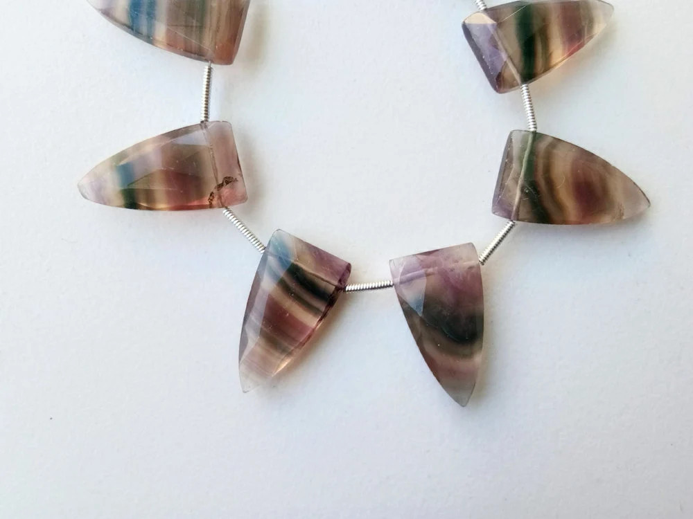 12x23mm Multi Fluorite Faceted Triangle Beads, Natural Fluorite Faceted Fancy