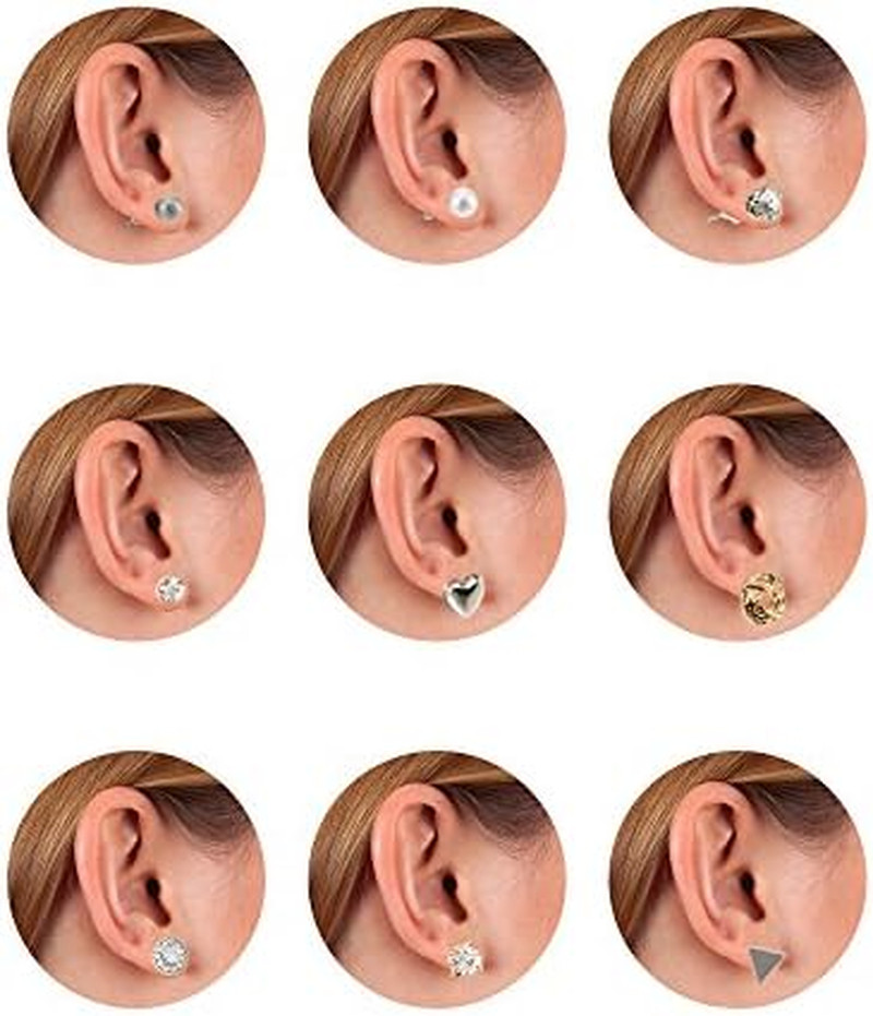 24 Pairs Stud Earrings Crystal Pearl Earring Set Ear Stud Jewelry for Women Men