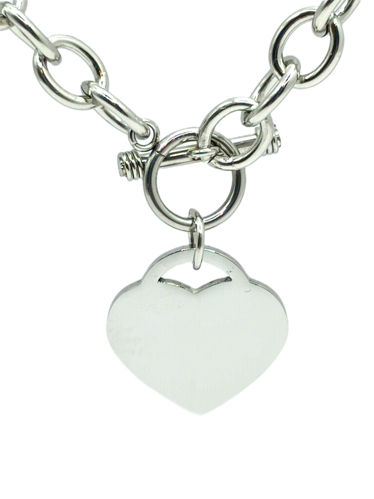 Heart Charm Toggle Necklace | Removable Heart Tag | 316L Premium Grade