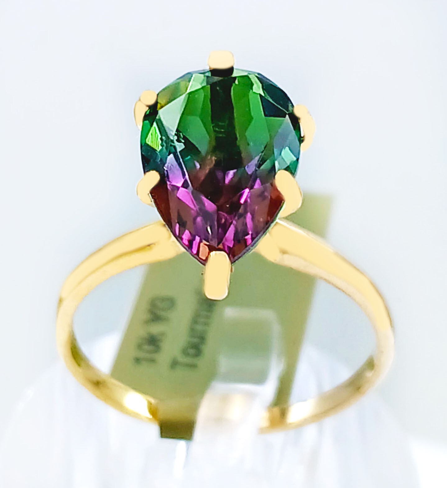 LAB CREATED 5.22 Cts TOURMALINE RING 10k YELLOW GOLD – Made in USA – NWT