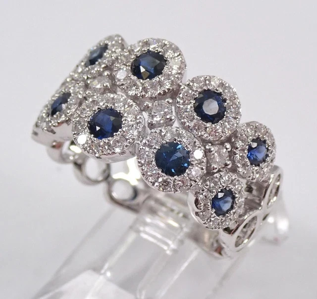 2Ct Round Cut Lab Created Blue Sapphire Band Wedding Ring 14K White Gold Plated